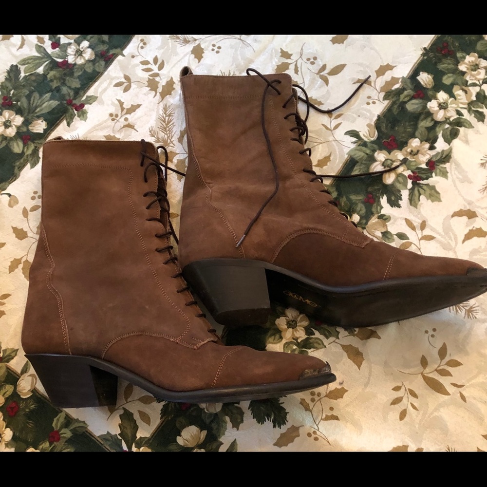 DINGO Suede leather Lace up Granny Boots SZ 10